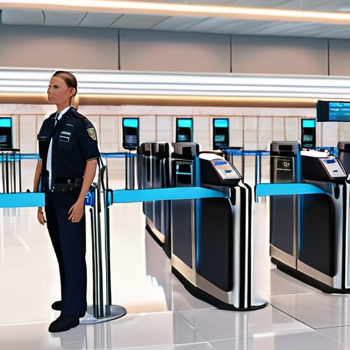 Travelers using biometric airport security checkpoint